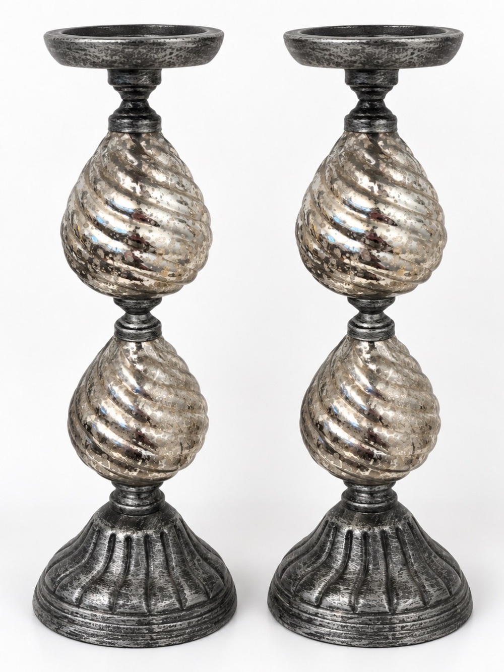 Pair of Pier 1 Mercury Glass Candleholders – 15 Inches